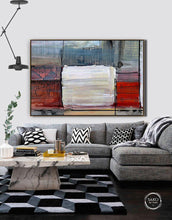 Load image into Gallery viewer, Gray Red White Geometric Painting