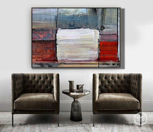 Load image into Gallery viewer, Gray Red White Geometric Painting